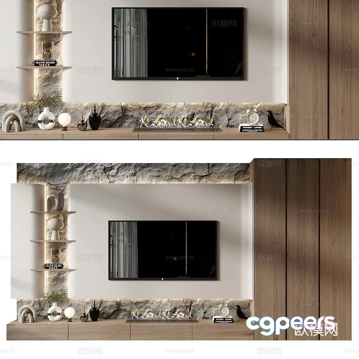 Modern minimalist TV background wall 3d model