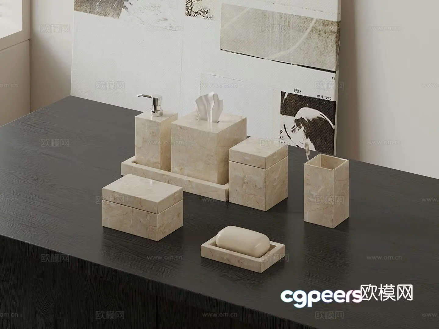 Kitchen and bathroom modern bathroom small pieces carton toiletries 3D model