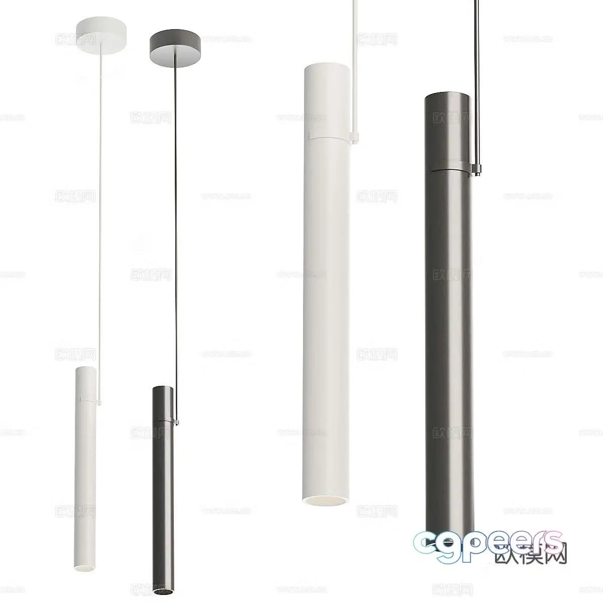 Modern minimalist metal chandeliers 3D model