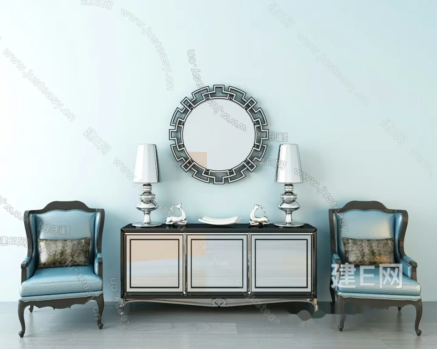 A Decorative Mirror With A Geometric Pattern 3D Model – 5762 – VRAY Render