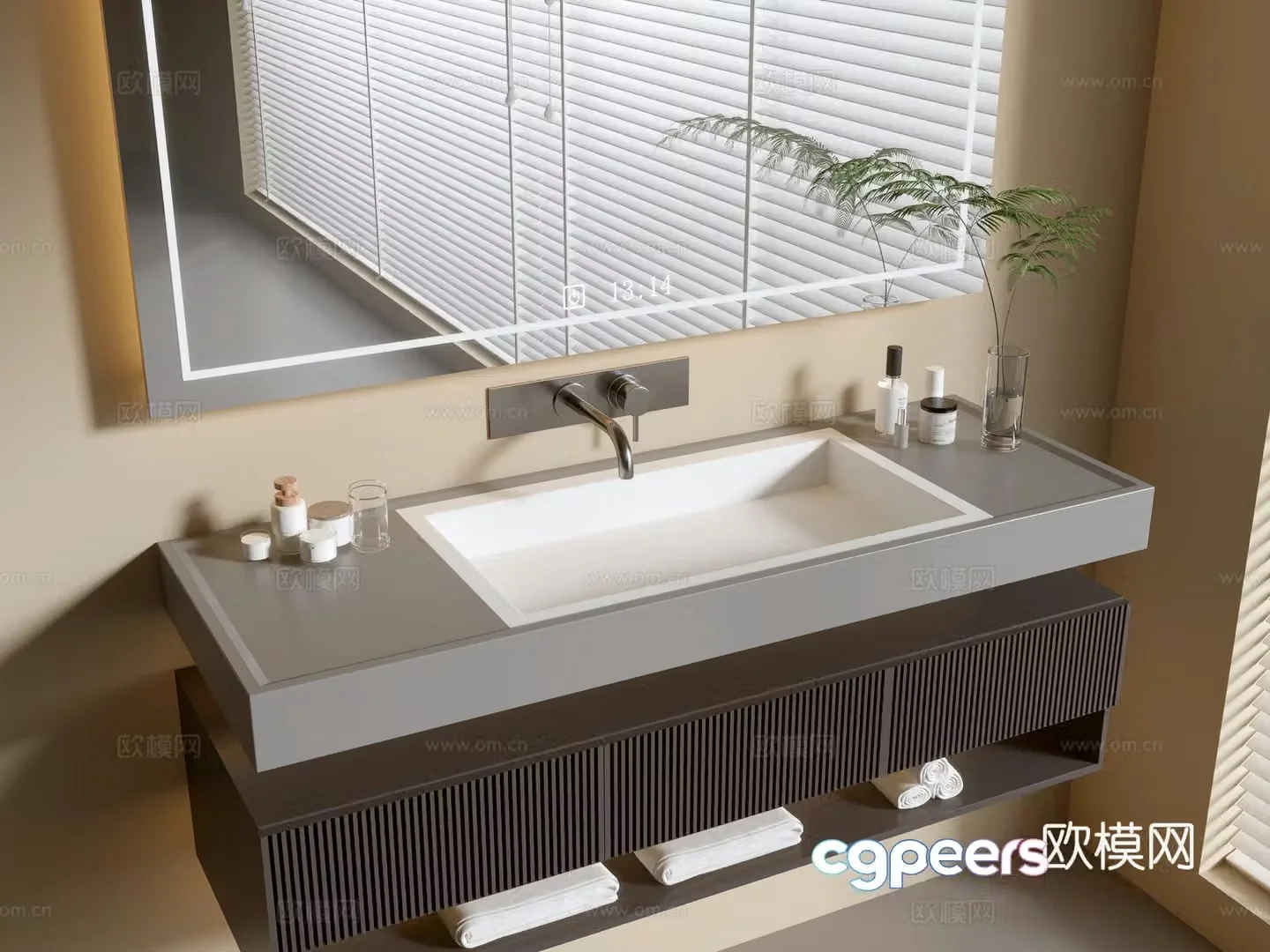 Modern bathroom cabinet bathroom basin bathroom ornaments mirror cabinet sink 3d model