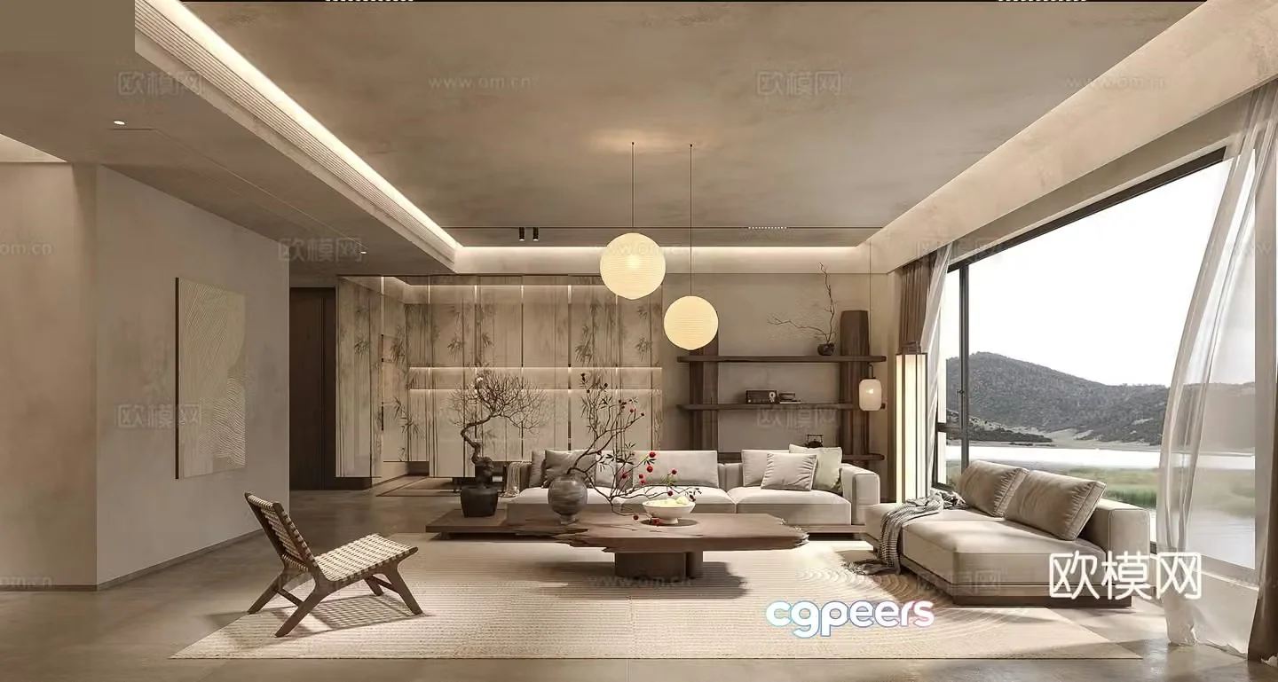 Wabi-sabi living room 3d model