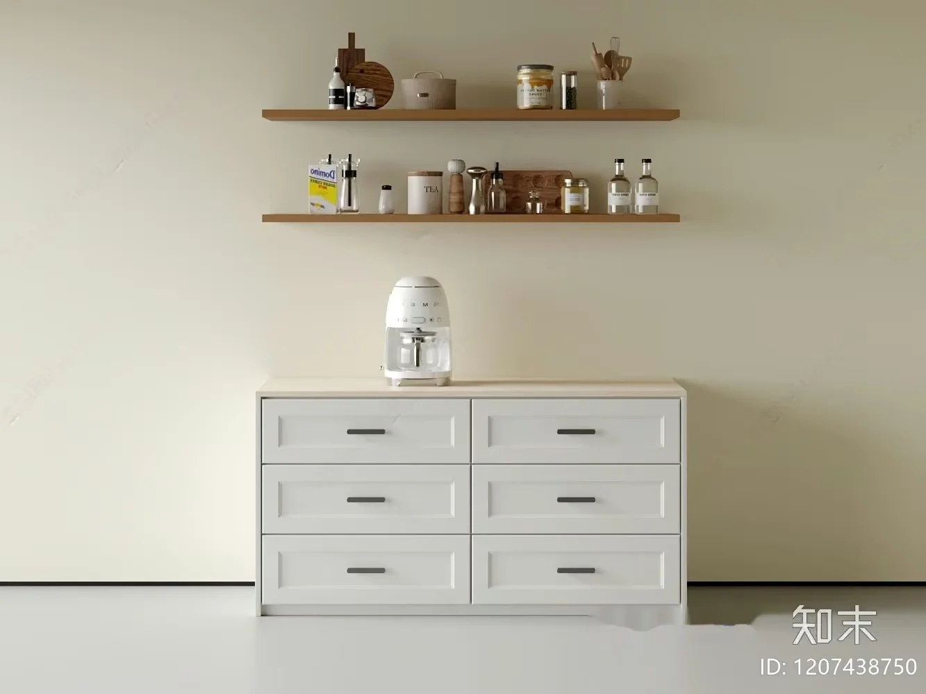 A White Dresser With Drawers 3D Model – 15627 – VRAY Render
