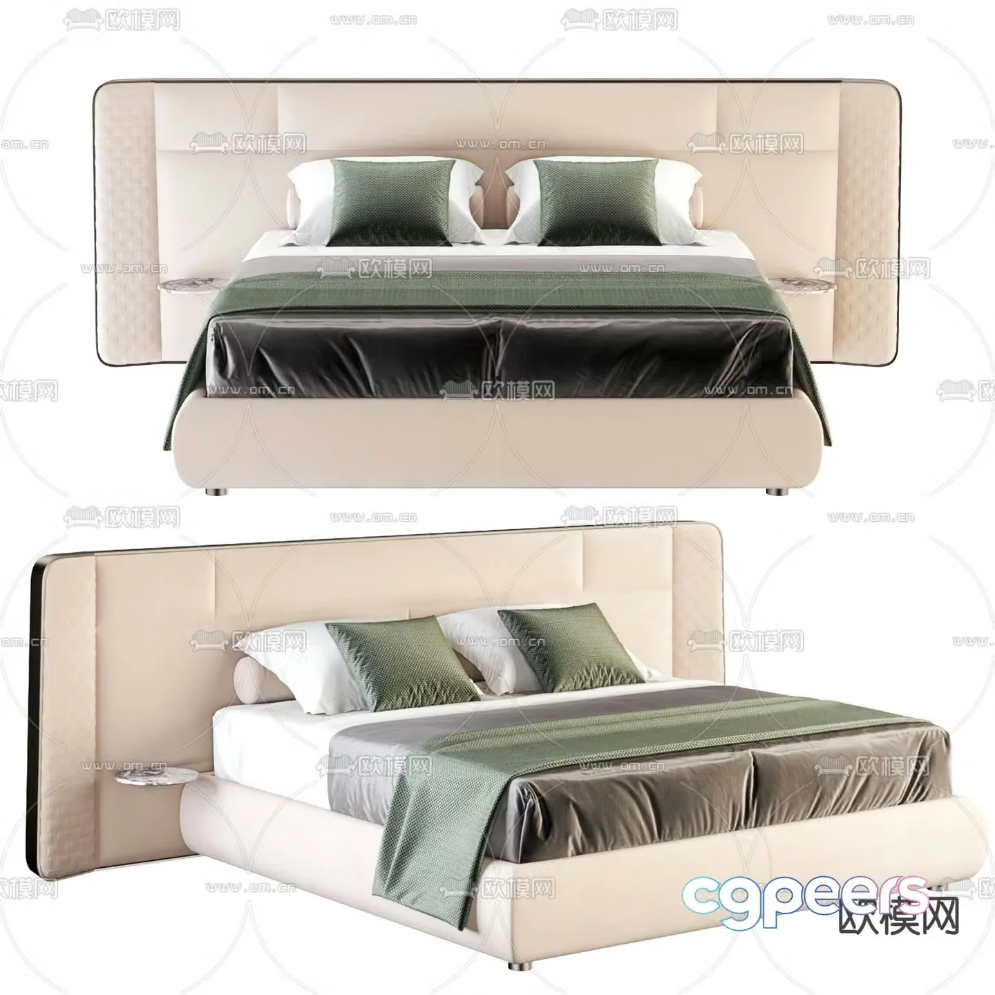 Modern double bed 3d model