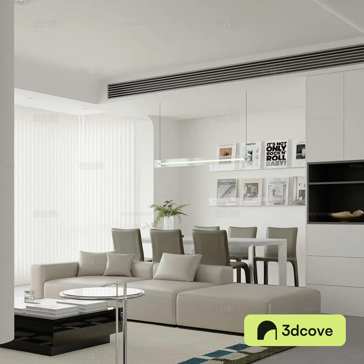 Modern living and dining room