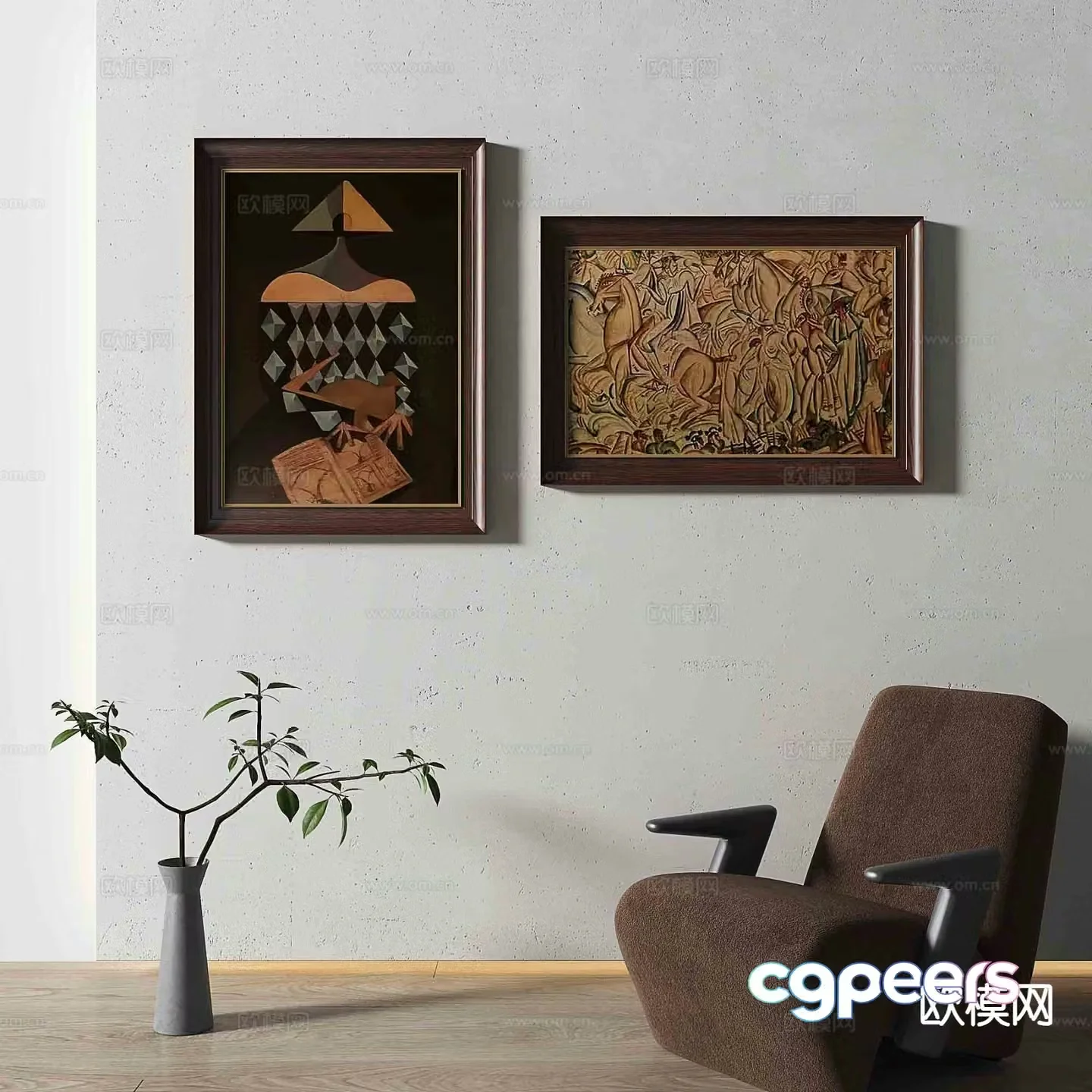 Simple European decorative painting retro painting hanging painting 3D model