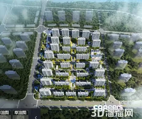3D Aerial View Of A City 3D Model – 9280 – VRAY Render