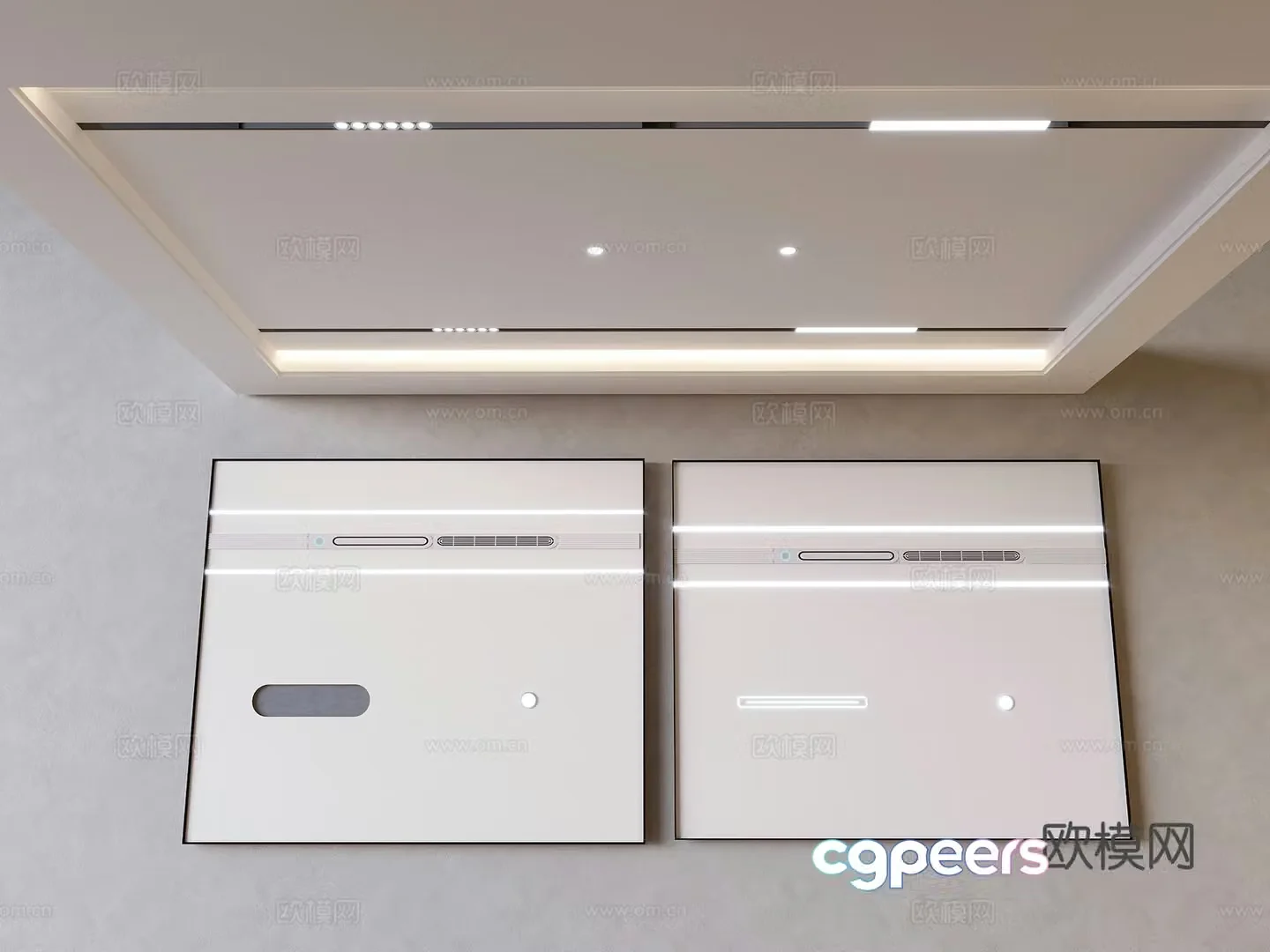 Integrated honeycomb large-slab ceiling aluminum buckle ceiling 3D model