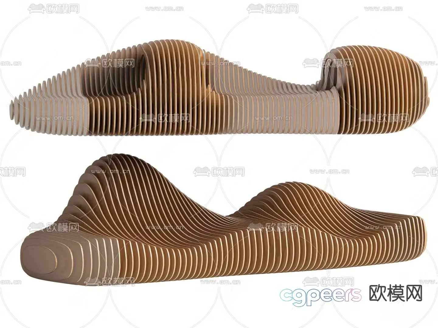 Modern special shaped outdoor bench 3d model