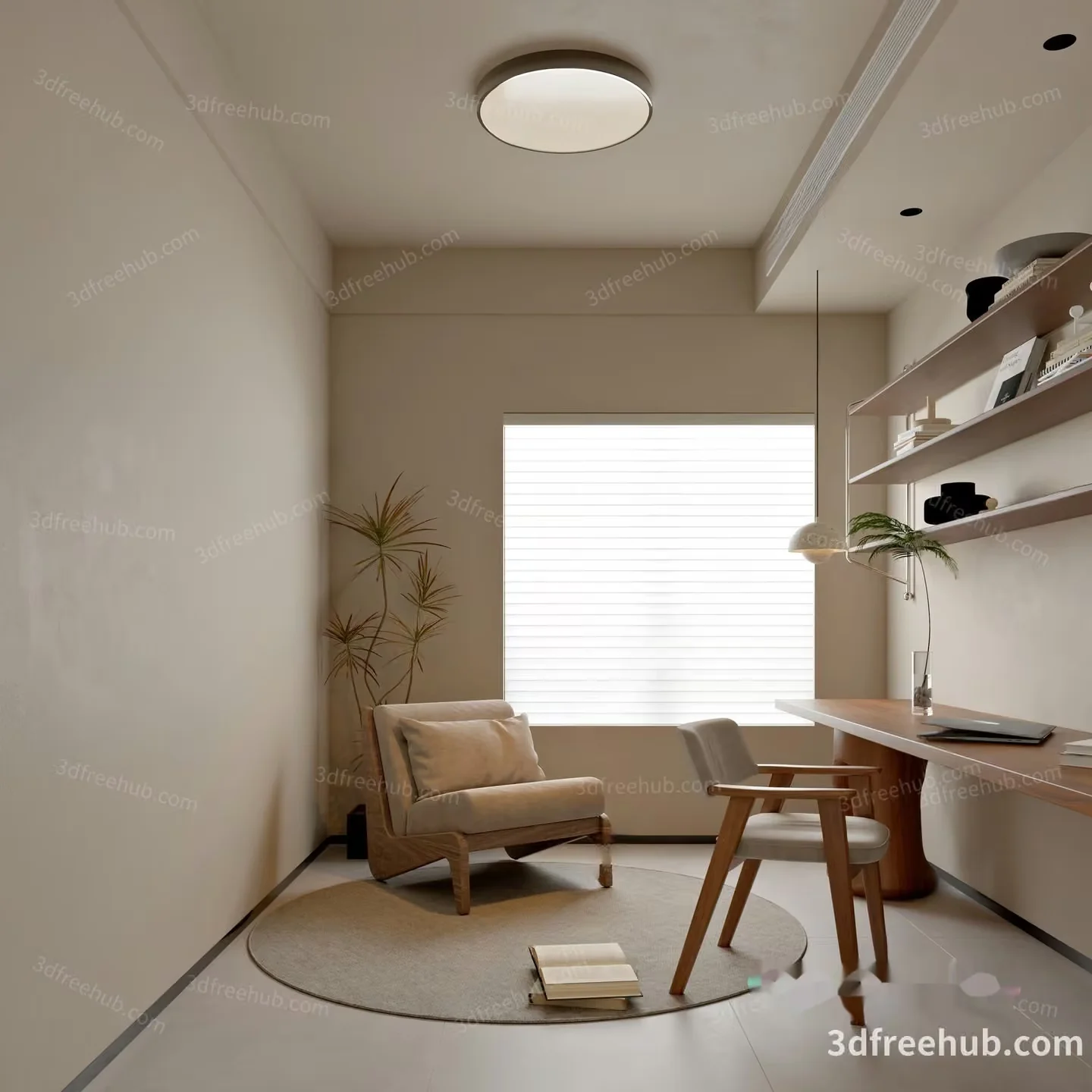 Minimalist Office Space 3D Model – 21184 – VRAY Render