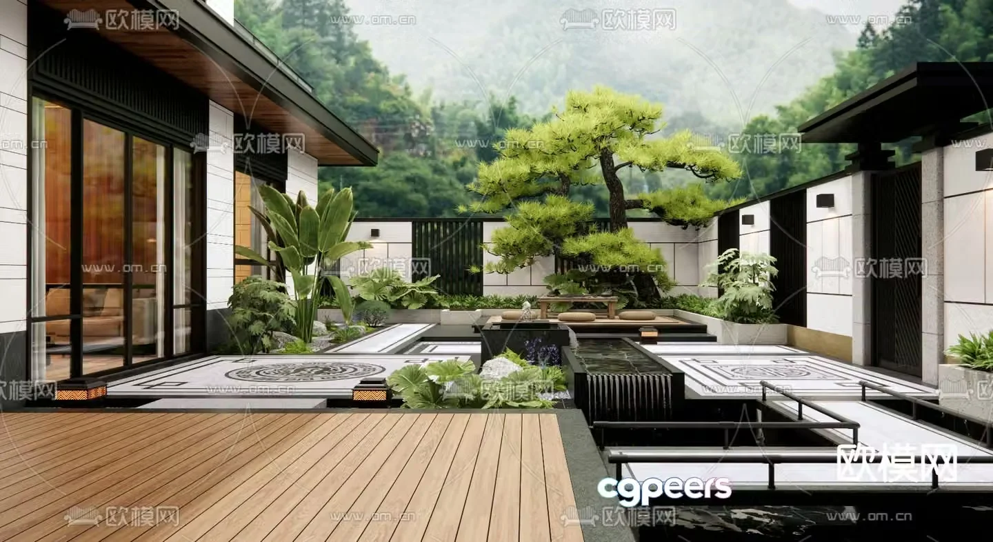Courtyard landscape garden 3d model