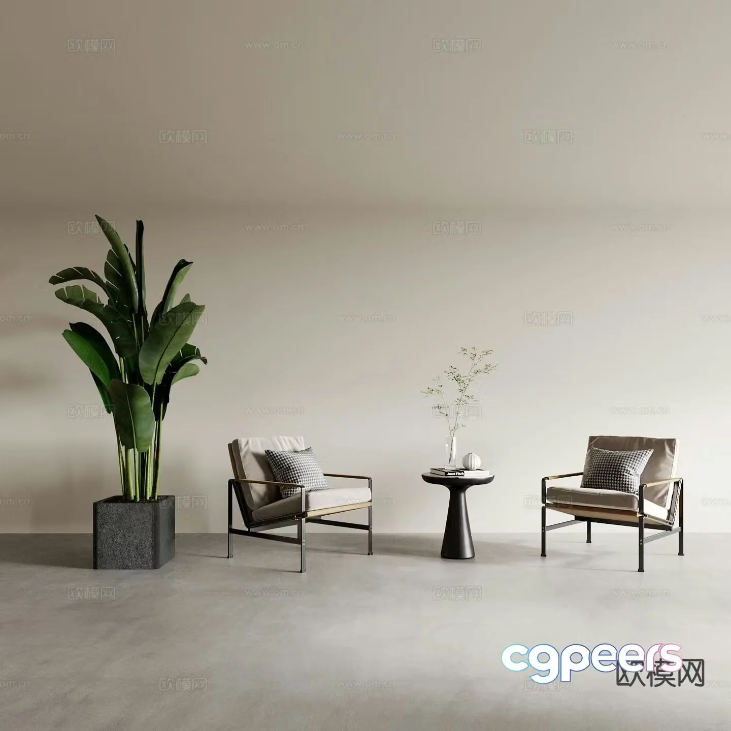 Modern chair leisure chair armchair table 3d model