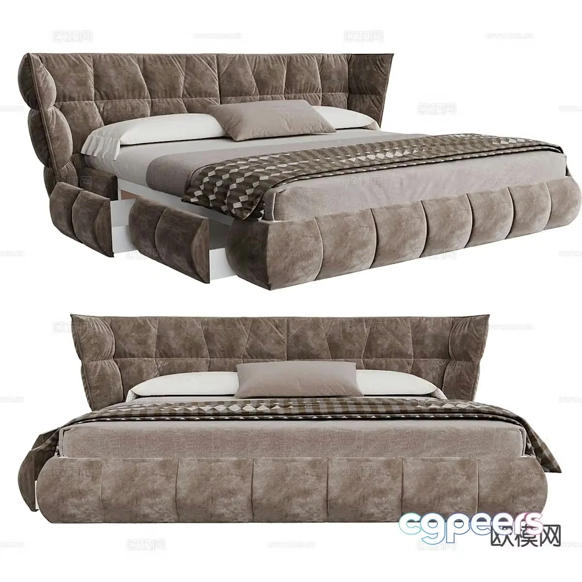 Nordic double bed 3d model