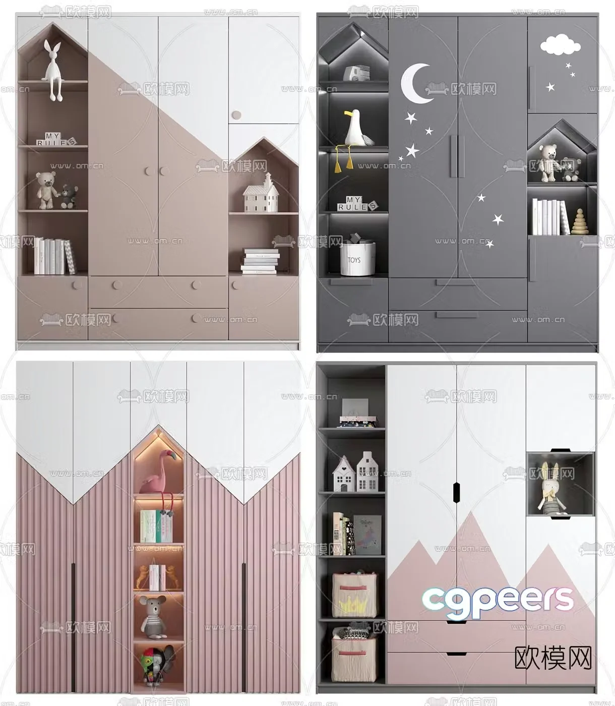 Nordic children’s wardrobe storage cabinet 3D model