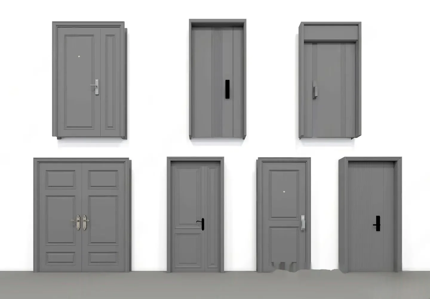 Grey Metal Doors 3D Model – 7241 – VRAY Render