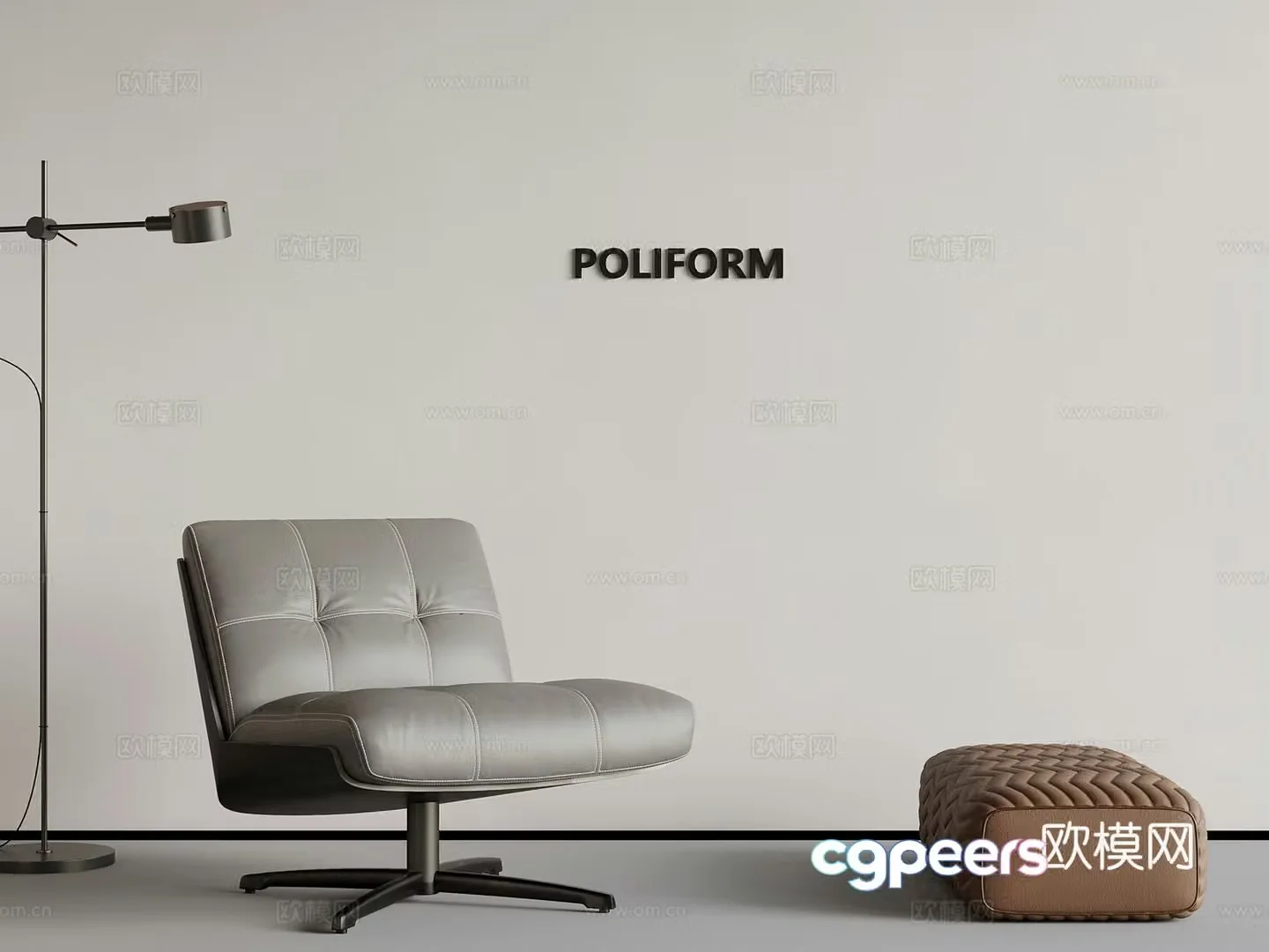 Leisure chair modern leisure chair single sofa sofa stool floor lamp 3d model