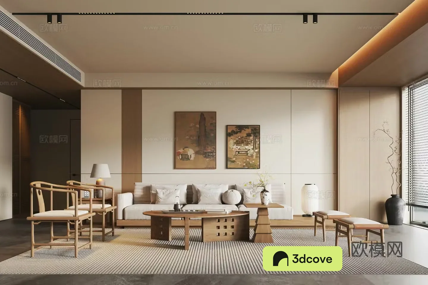 New Chinese style Song style living room solid wood sofa coffee table combination solid wood single chair sofa edge table lamp