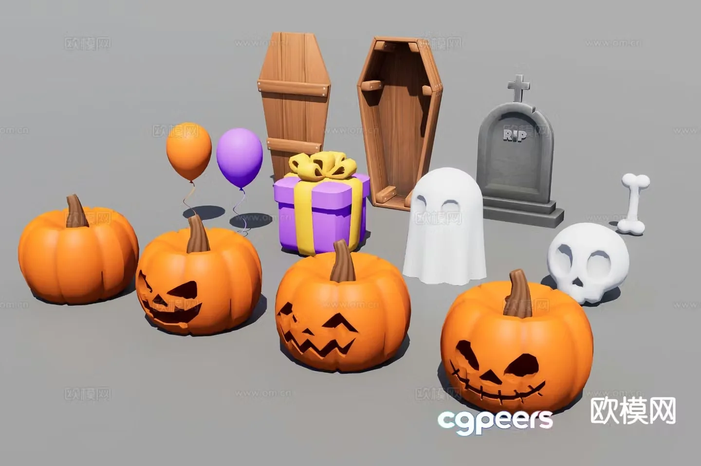 Halloween ornaments pumpkin head trendy ornaments 3d model