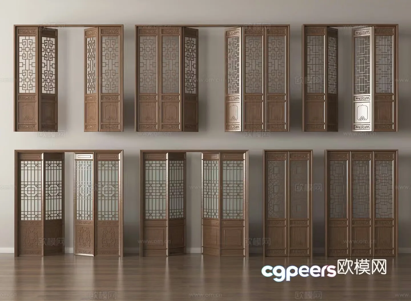 Wooden Door Hollow Grid Door 3D Model