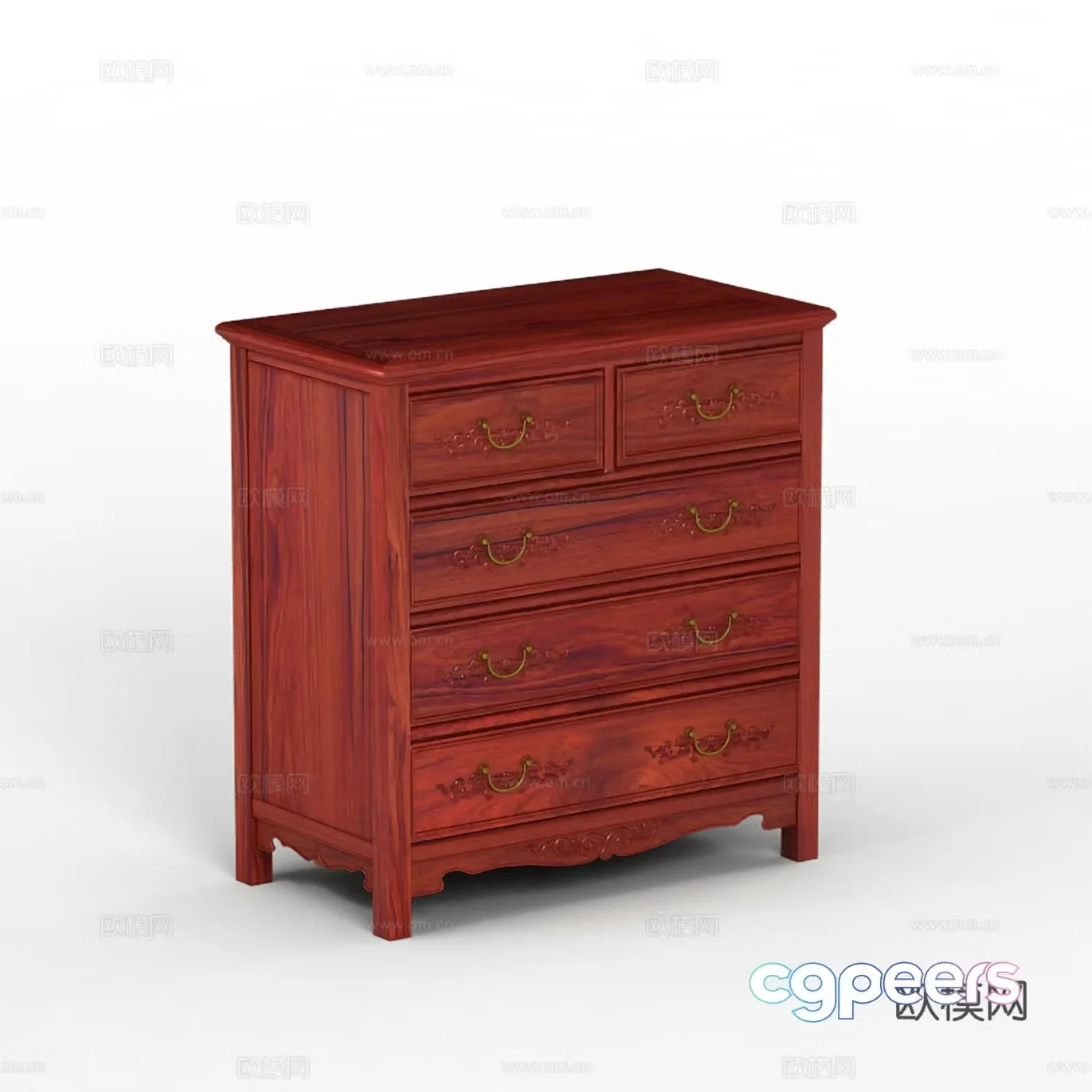 Chinese style chest of drawers side cabinet solid wood mahogany 3D model