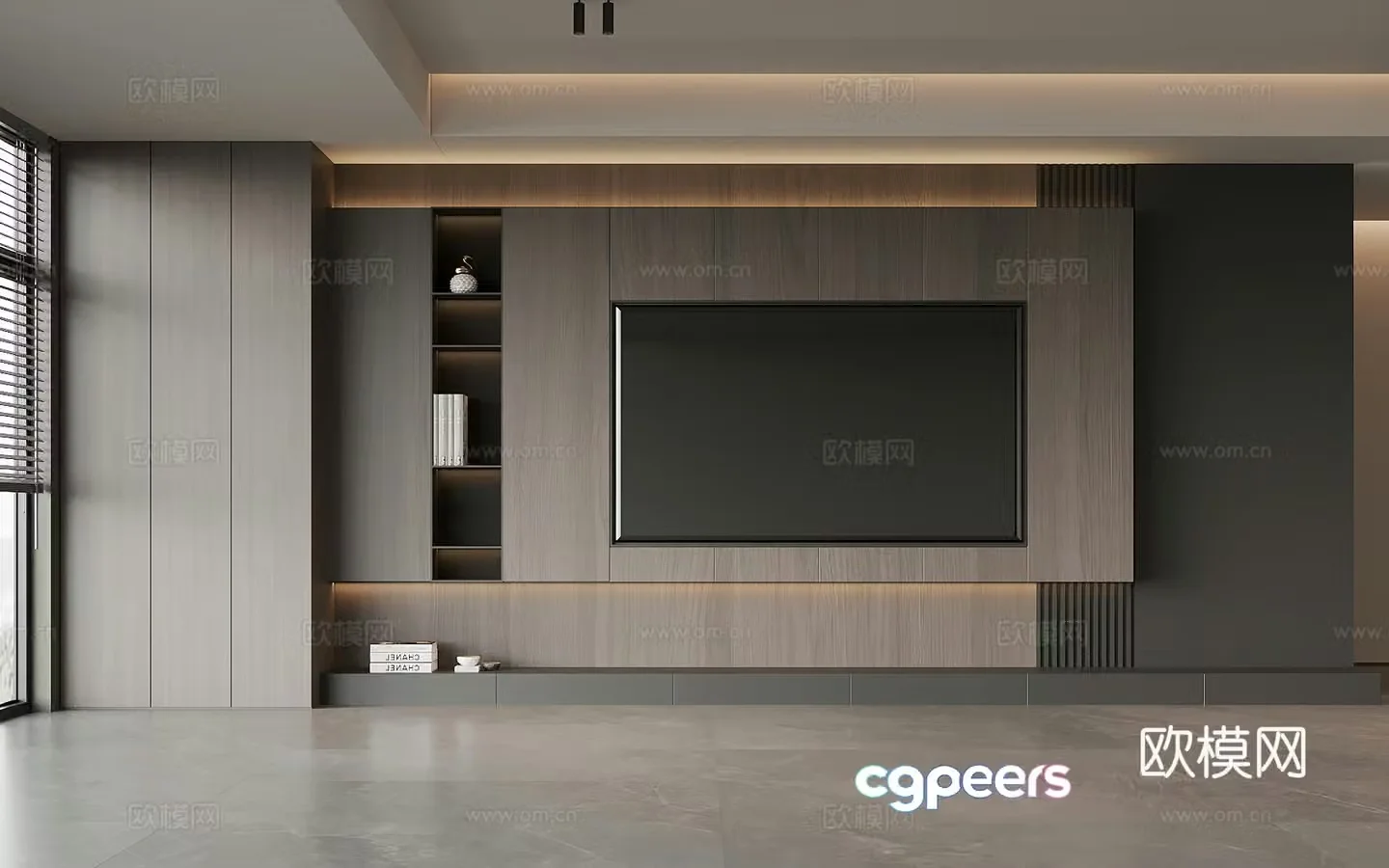 Modern Italian TV background wall 3d model