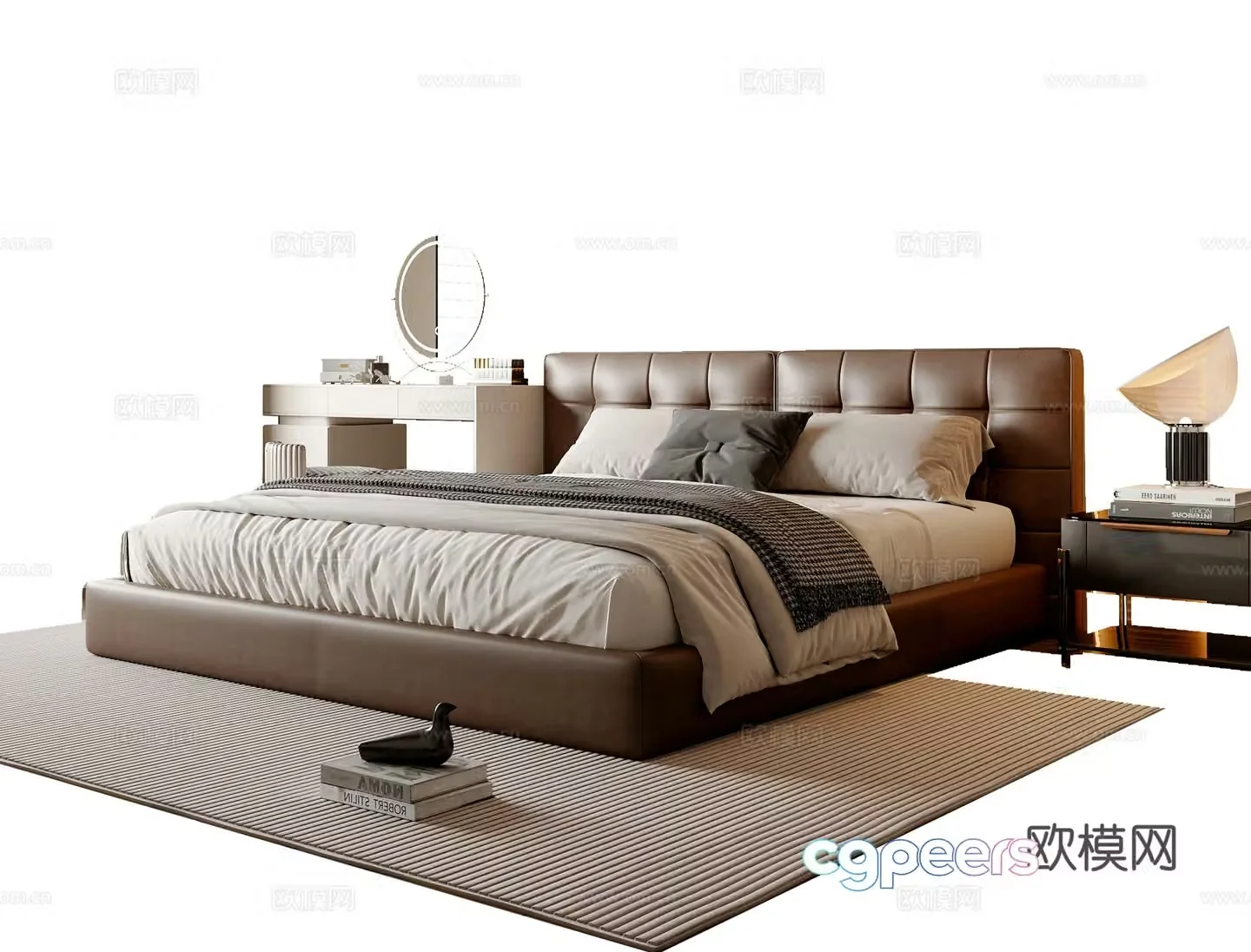 Italian double bed 3d model