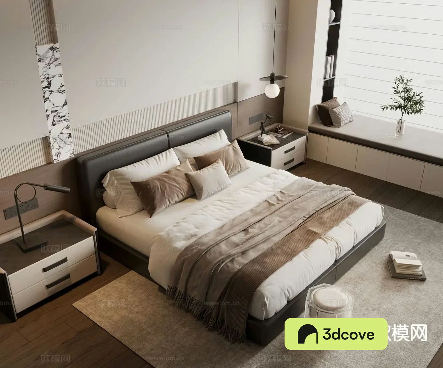 Modern double bed 3d model