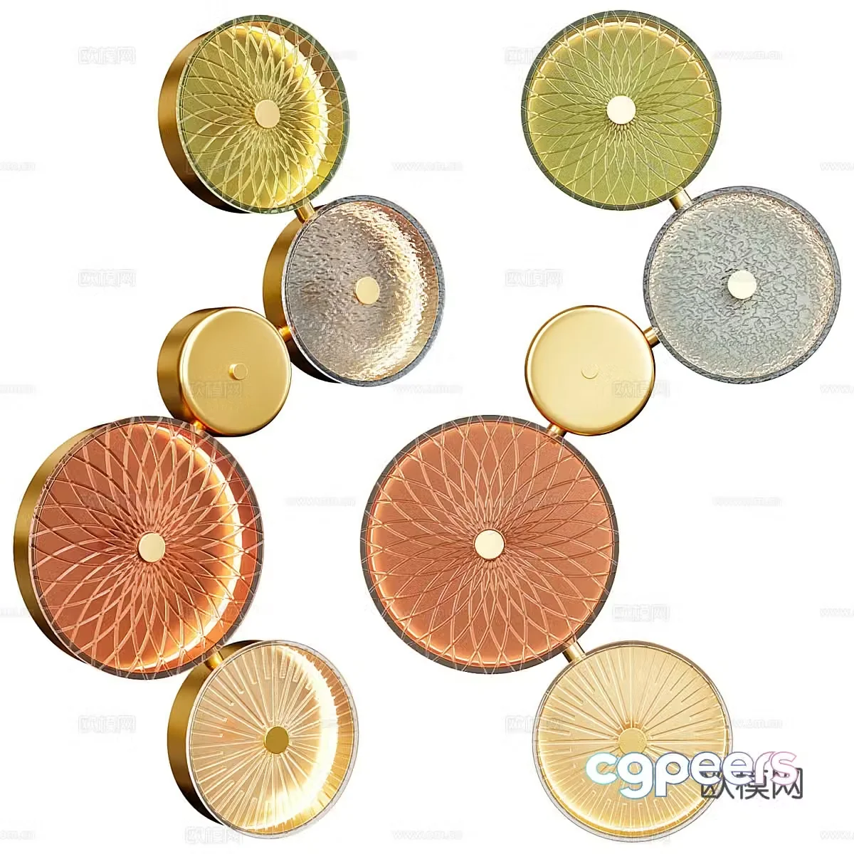 New Chinese metal decorative wall lamp 3D model