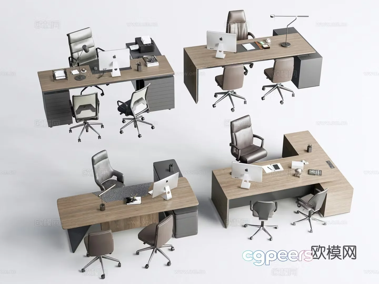 Modern office desk combination office chair office desk chair computer desk 3d model