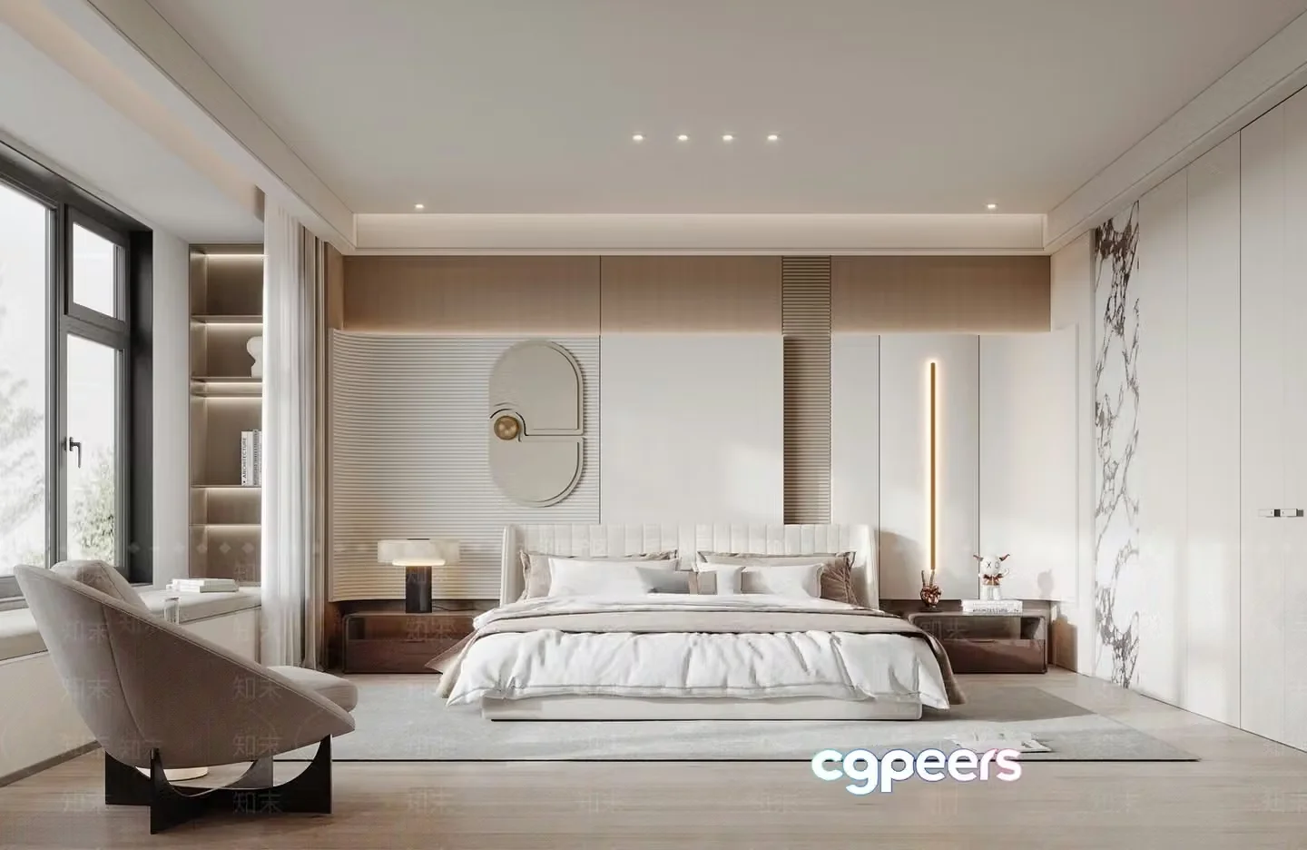 Modern Minimalist Bedroom 3D Model – 6521 – VRAY Render