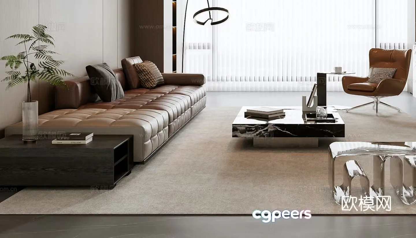 Italian sofa coffee table combination 3D model