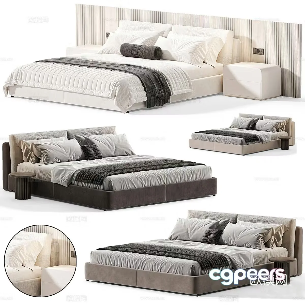 Italian double bed 3d model