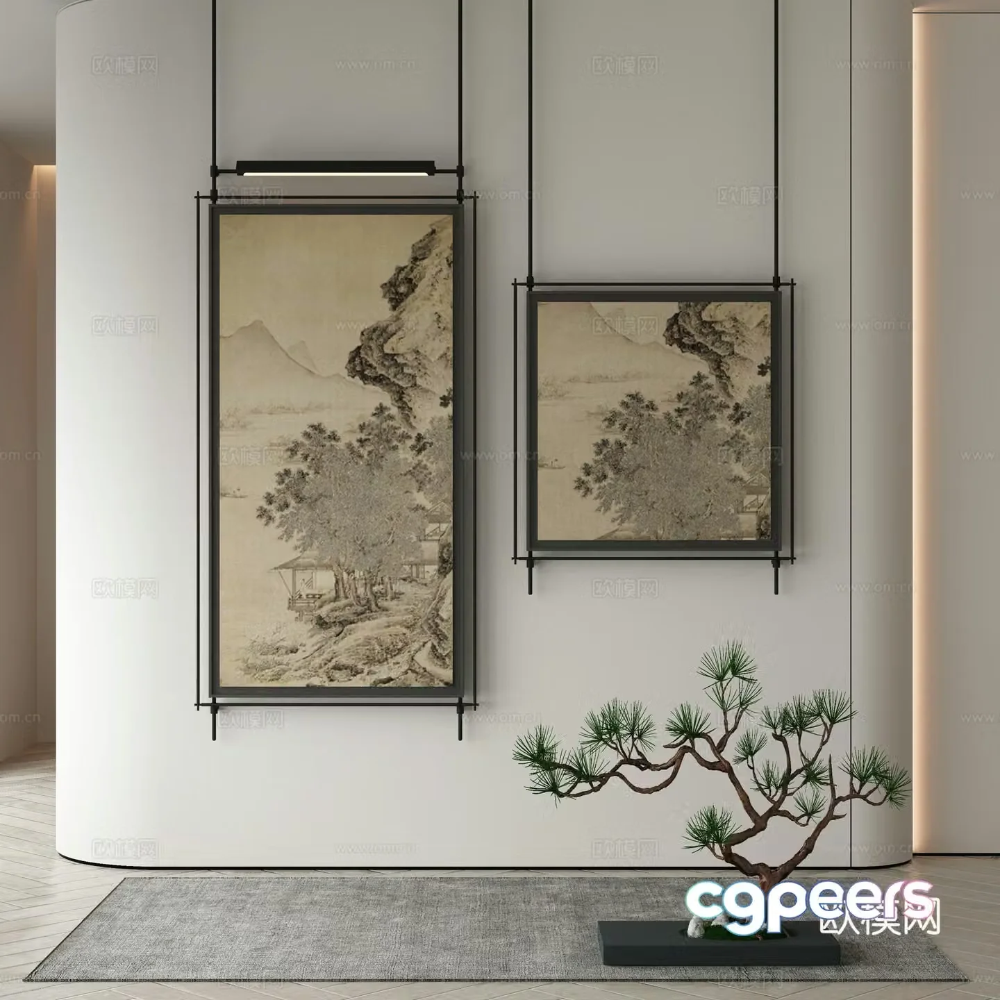 New Chinese style wasabi paintings oil paintings 3D model