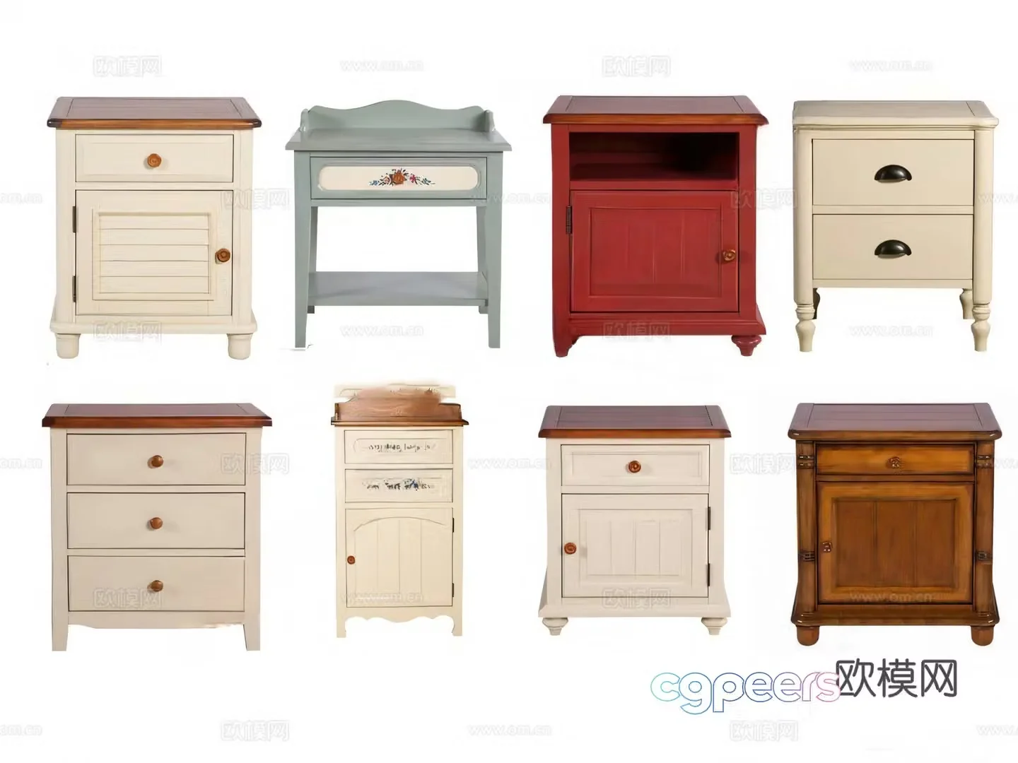 European style bedside table 3d model