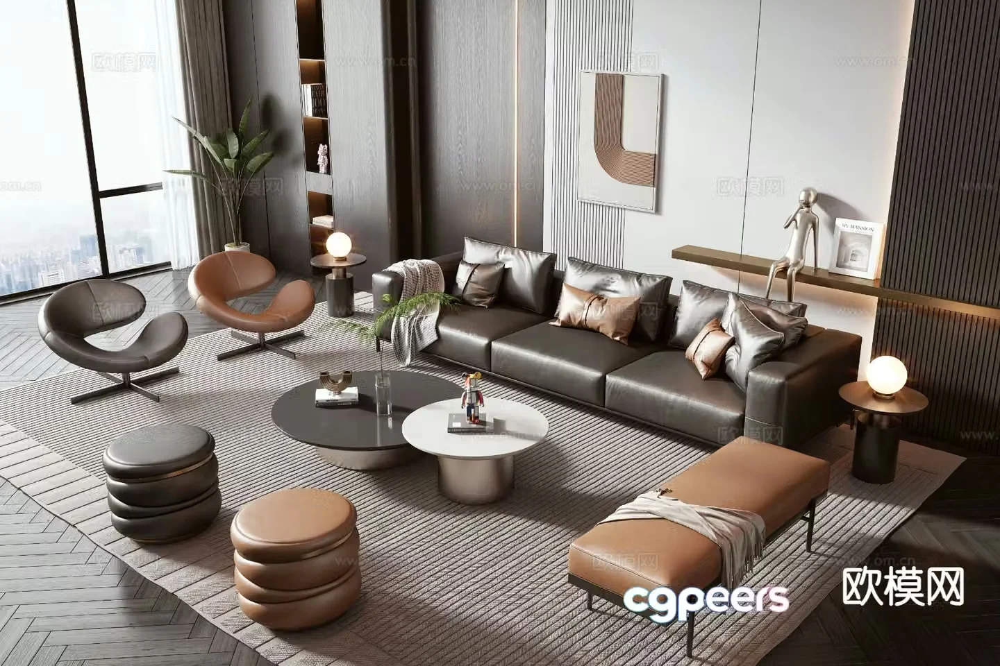 Minotti modern sofa set 3d model