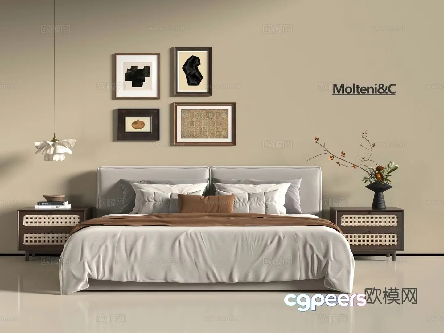 Middle-aged double bed 3D model