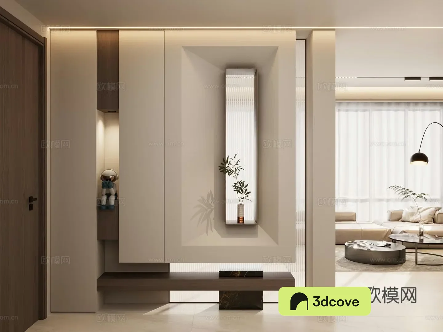 Italian simple transparent view Changhong glass one-line light sofa living room entrance