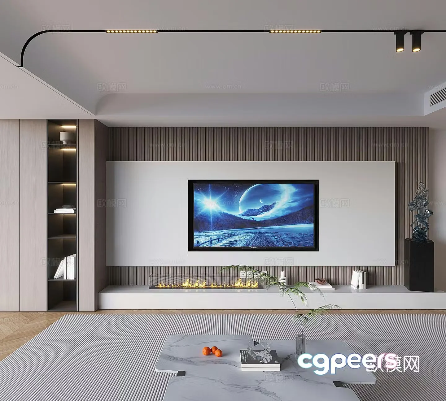 Modern background wall TV background 3d model