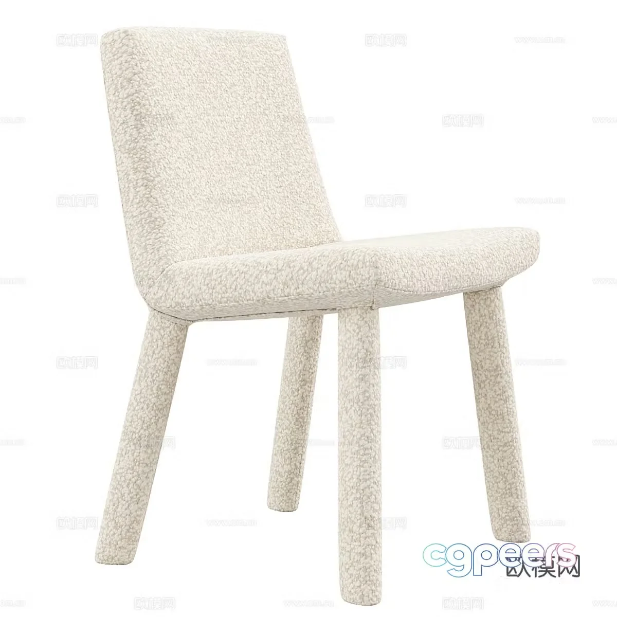 Cream style chair dining chair 3d model