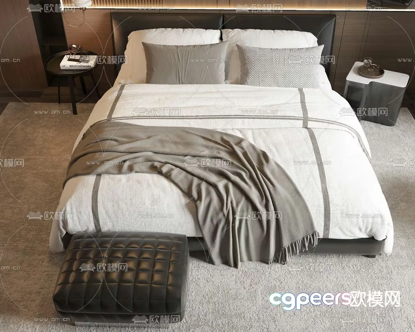 Modern double bed 3d model