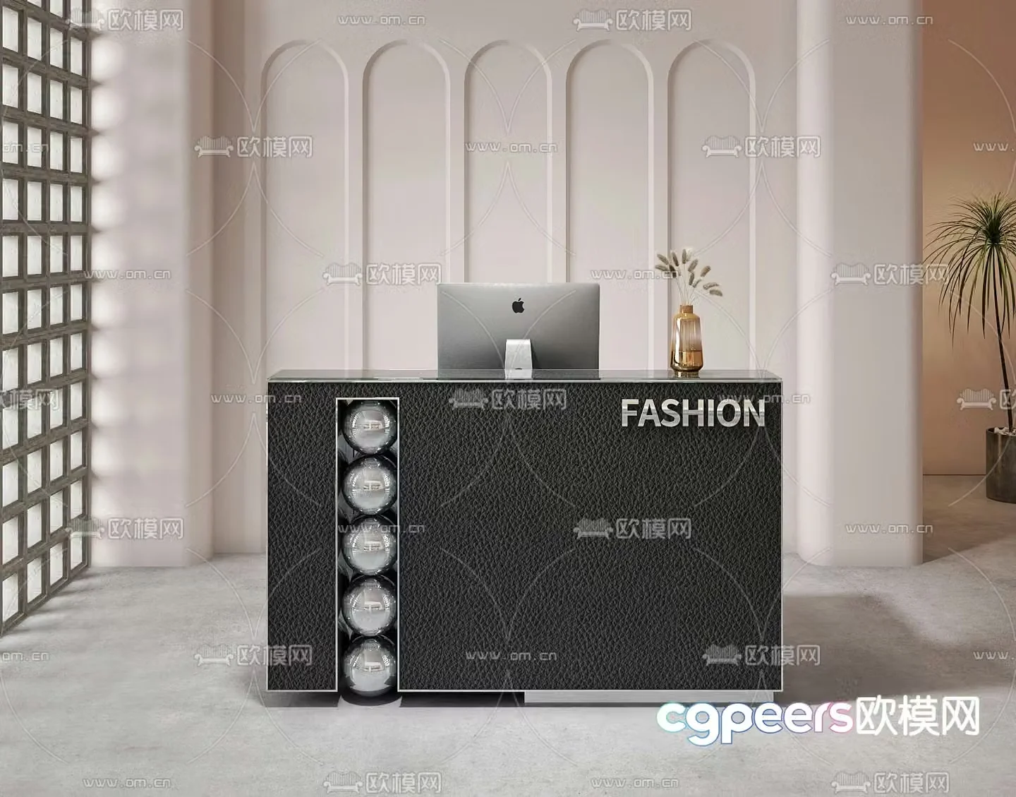 Front desk reception desk cashier 3d model