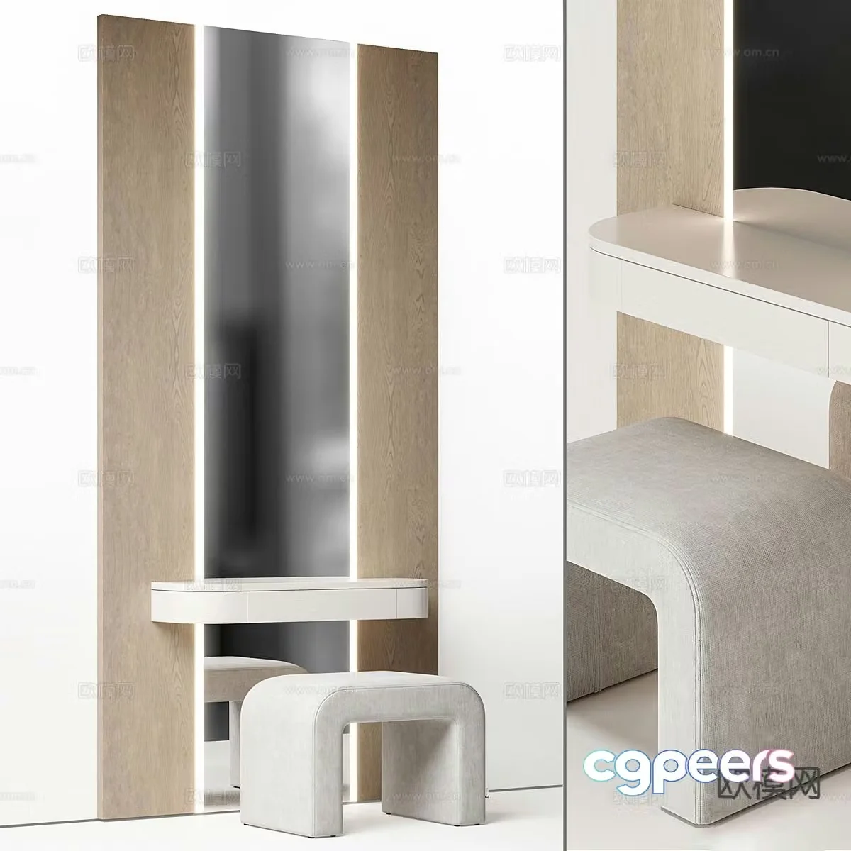 Integrated dressing table makeup table 3d model