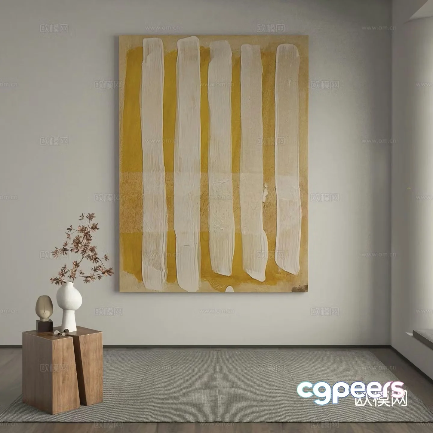 Wabi-sabi painting texture painting decorative painting hanging painting 3D model