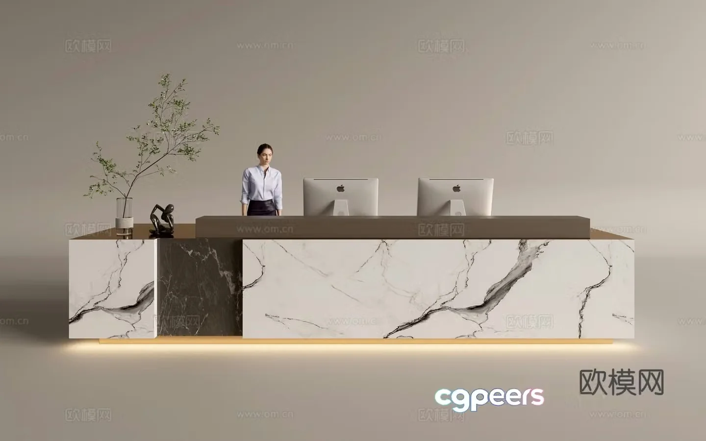 Modern company front desk reception area bar reception desk service desk 3d model