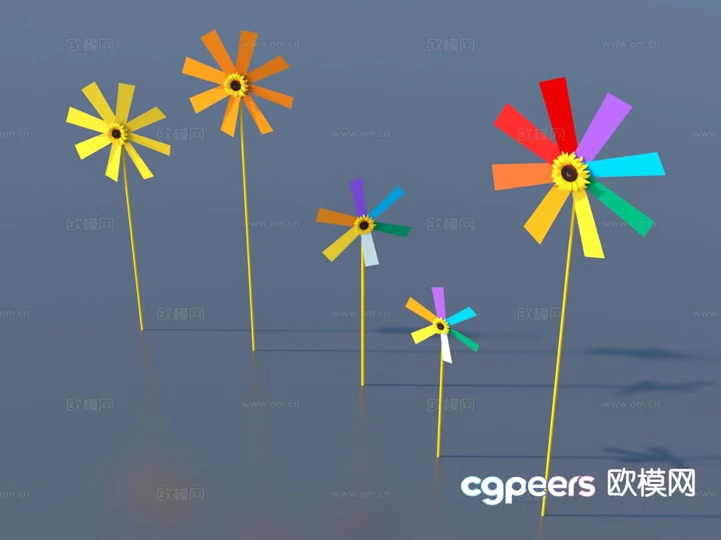 Cartoon flower windmill toy 3d model