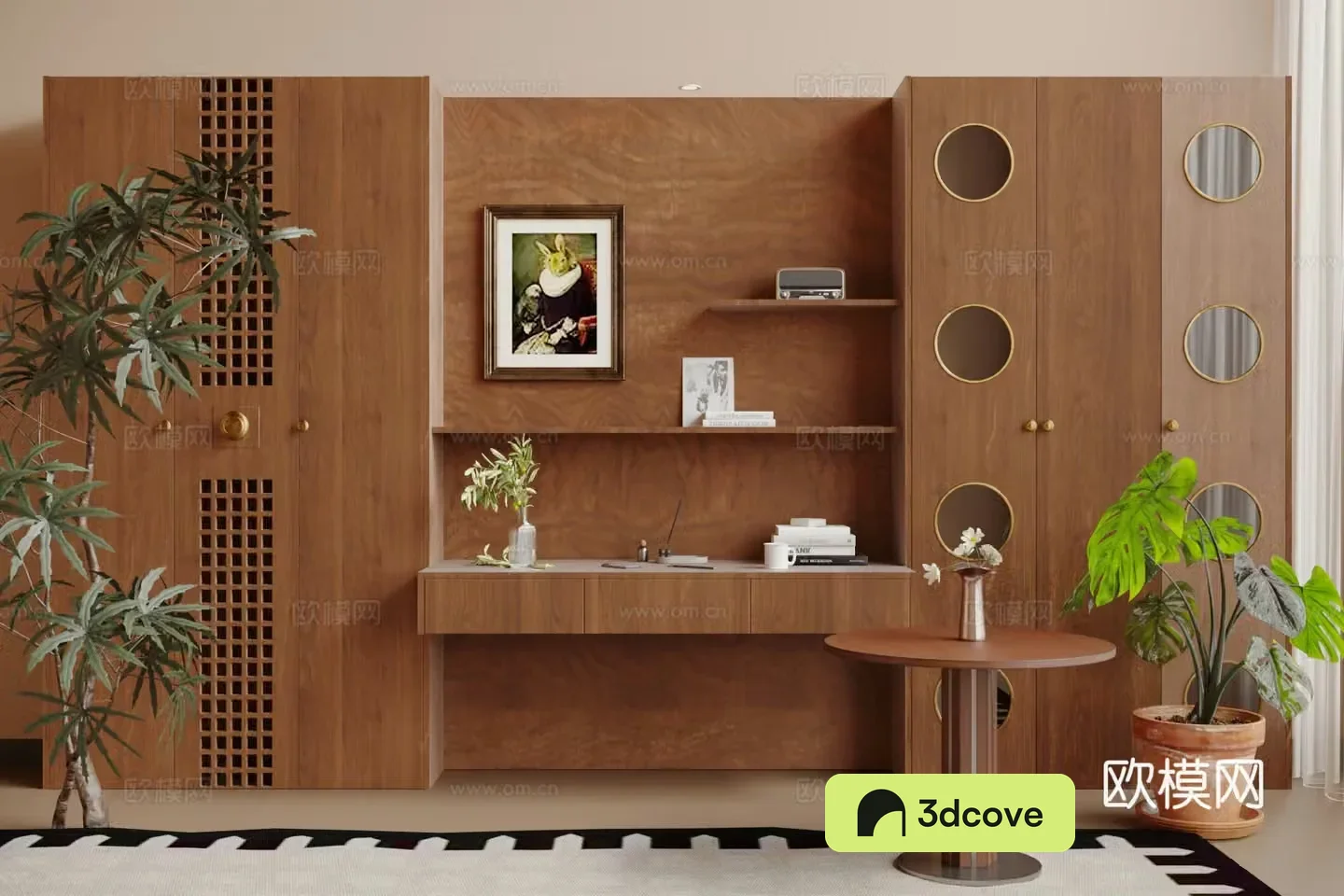 Medium style dressing table full wall dressing table 3D model