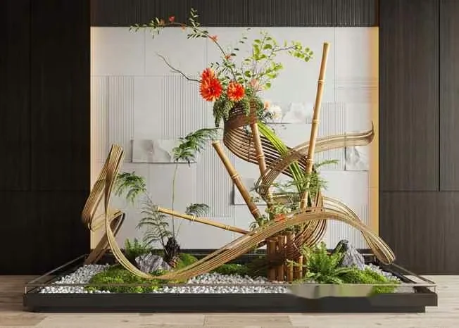 Modern Bamboo Display 3D Model – 14541 – CORONA Render
