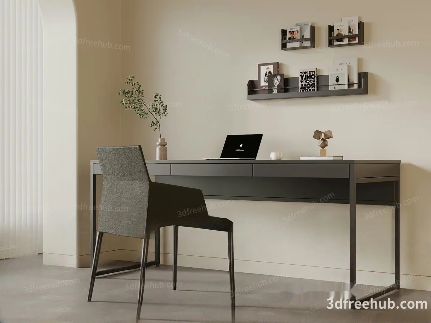 Minimalist Office Desk 3D Model – 18585 – VRAY Render