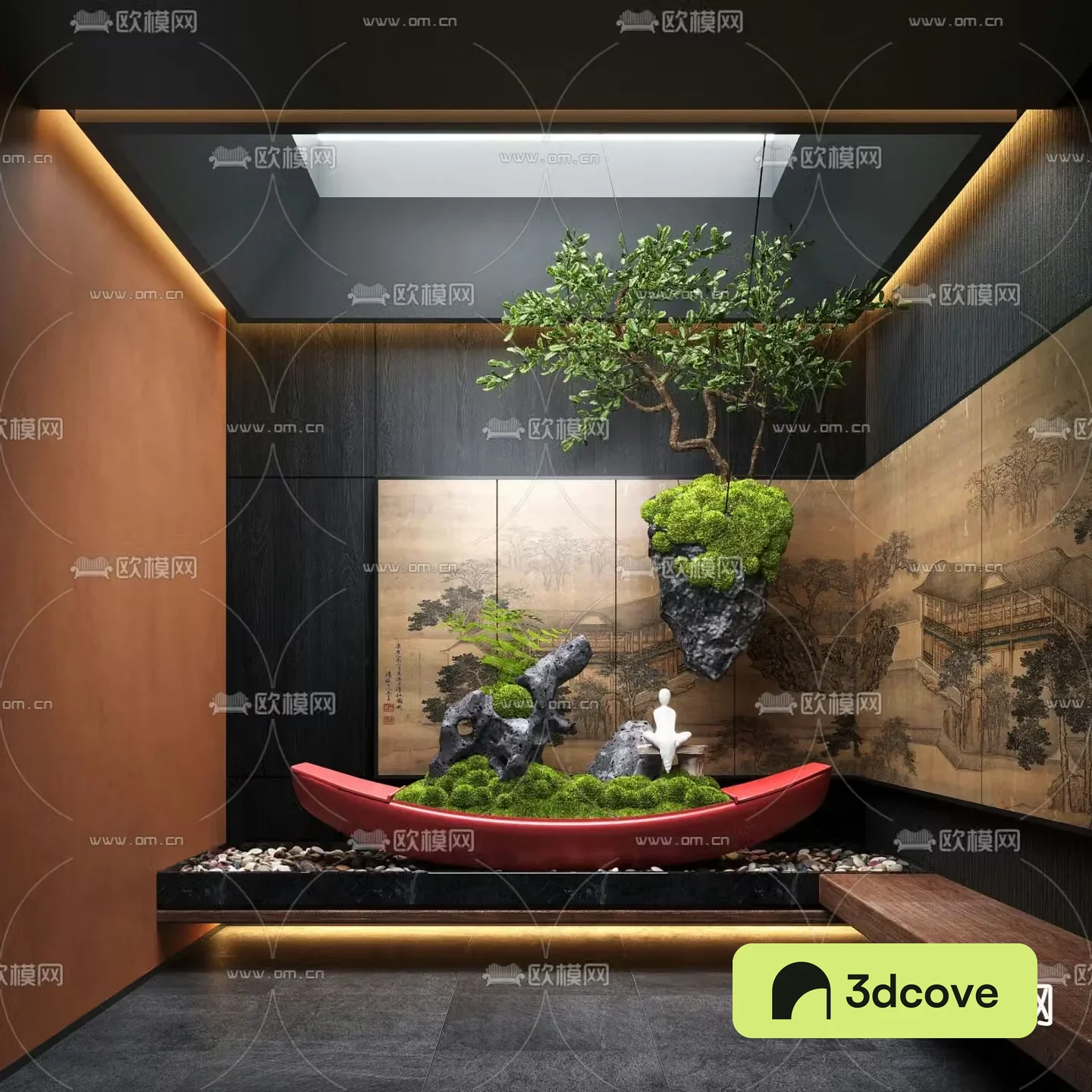 New Chinese style indoor landscaping landscape sketch