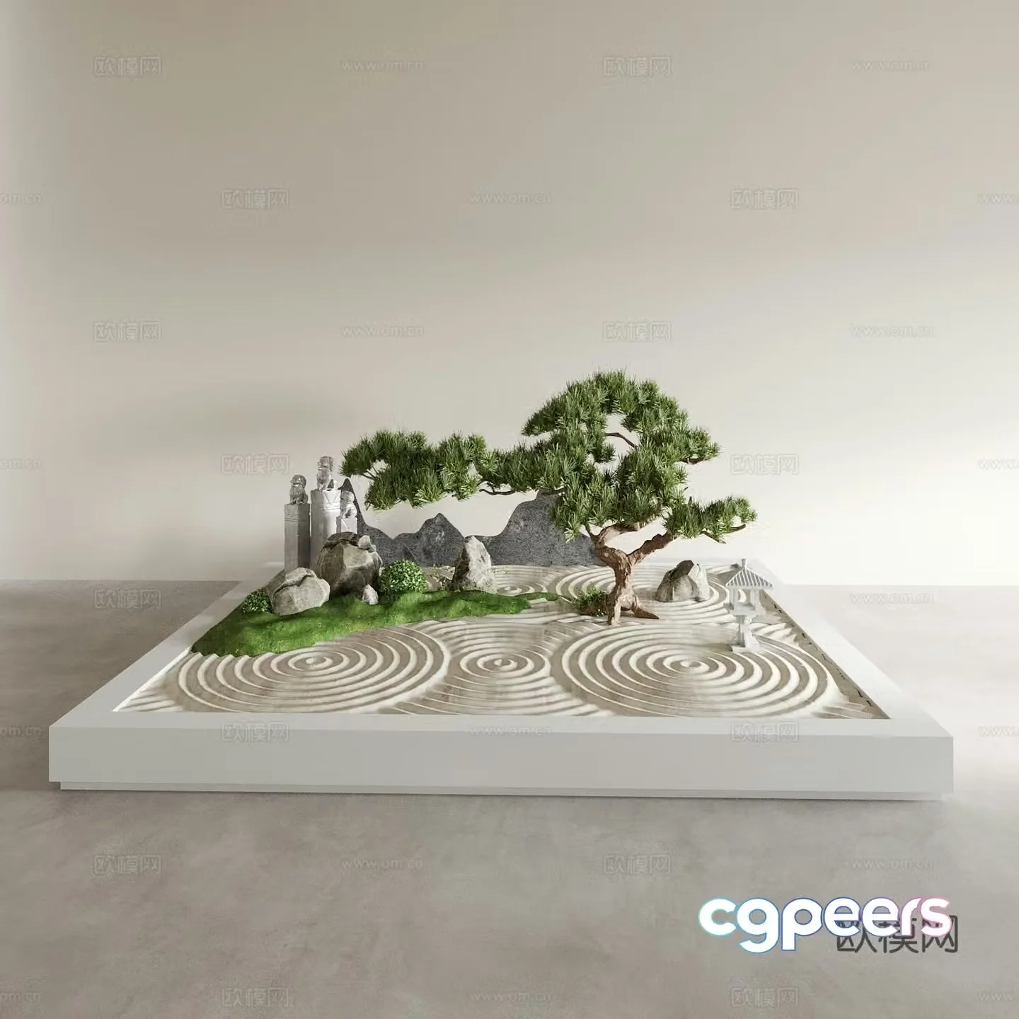 Landscape sketch dry landscape garden landscape Japanese landscape plant landscape rockery 3D model